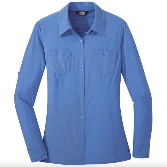 Outdoor Research Wayward Blue Button Up Shirt Hiking Camping UV Protection XS - Picture 1 of 10